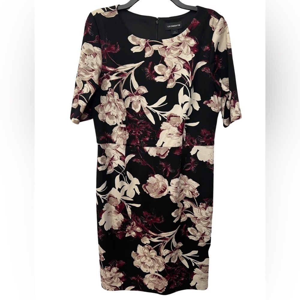Liz Claiborne Black Floral Midi Dress